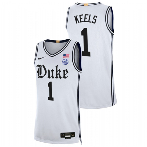 Men Duke Blue Devils Trevor Keels 2021-22 Limited Basketball Jersey White