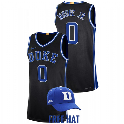 Men Duke Blue Devils Wendell Moore Jr. 2021-22 Free Hat Jersey Black