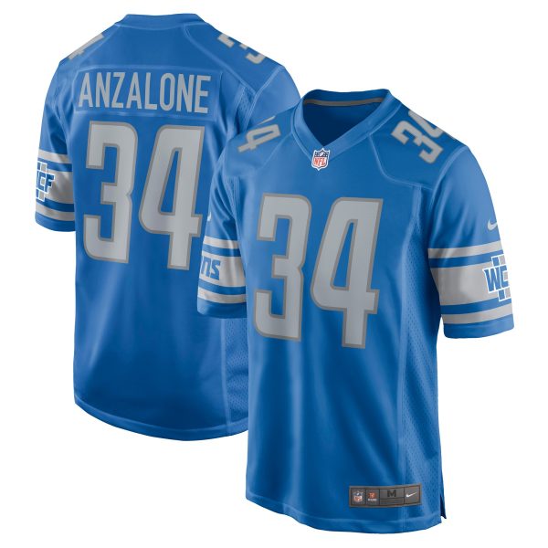 Mena??s Detroit Lions #34 Alex Anzalone Nike Blue Game Jersey