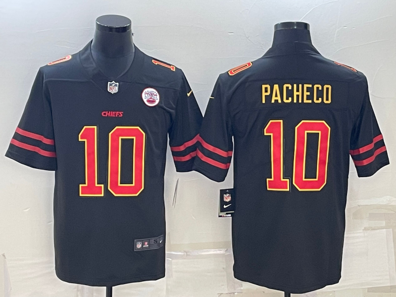 Mena??s Kansas City Chiefs #10 Isiah Pacheco Black Red Gold Vapor Untouchable Limited Stitched Jersey