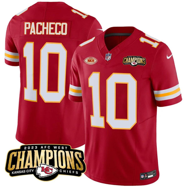 Mena??s Kansas City Chiefs #10 Isiah Pacheco Red 2023 F.U.S.E. AFC West Champions With NKH Patch Vapor Untouchable Limited Football Stitched Jersey