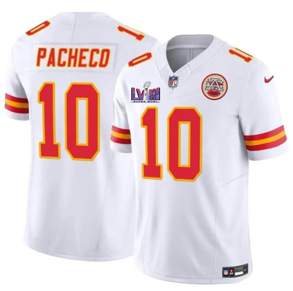 Mena??s Kansas City Chiefs #10 Isiah Pacheco White F.U.S.E. Super Bowl LVIII Patch Vapor Untouchable Limited Football Stitched Jersey