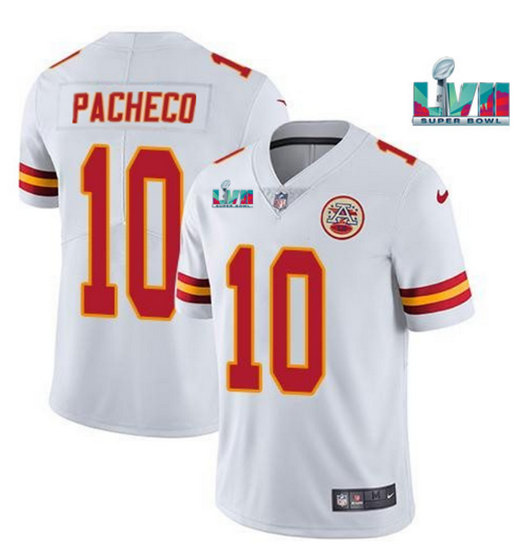 Mena??s Kansas City Chiefs #10 Isiah Pacheco White Super Bowl LVII Patch Vapor Untouchable Limited Stitched Jersey