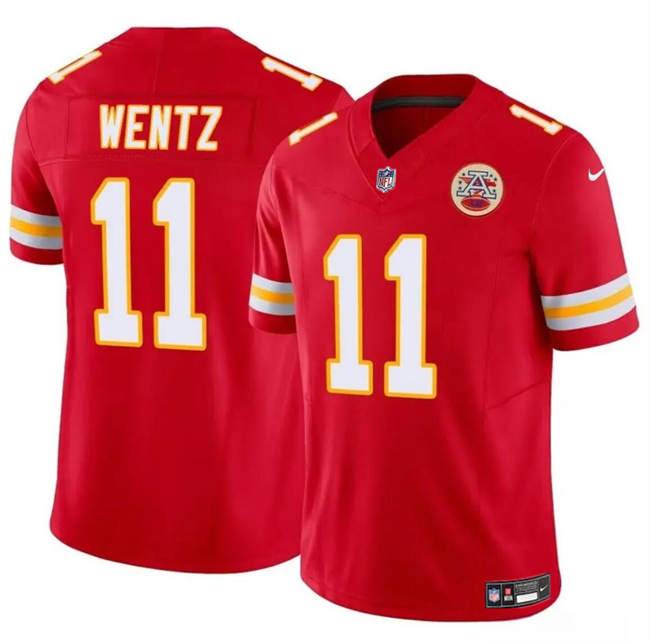 Mena??s Kansas City Chiefs #11 Carson Wentz Red 2023 F.U.S.E Vapor Untouchable Limited Football Stitched Jersey