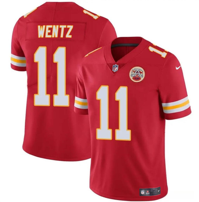 Mena??s Kansas City Chiefs #11 Carson Wentz Red Vapor Untouchable Limited Football Stitched Jersey