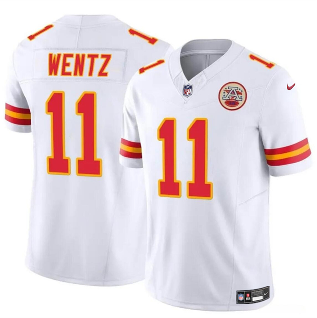 Mena??s Kansas City Chiefs #11 Carson Wentz White 2023 F.U.S.E Vapor Untouchable Limited Football Stitched Jersey