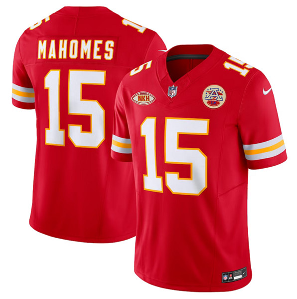 Mena??s Kansas City Chiefs #15 Patrick Mahomes Red 2023 F.U.S.E. With NKH Patch Vapor Untouchable Limited Football Stitched Jersey