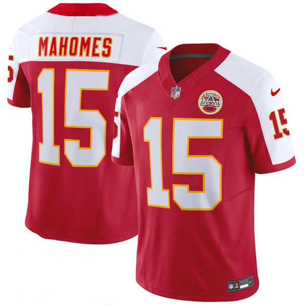Mena??s Kansas City Chiefs #15 Patrick Mahomes Red White 2023 F.U.S.E. Vapor Untouchable Limited Football Stitched Jersey