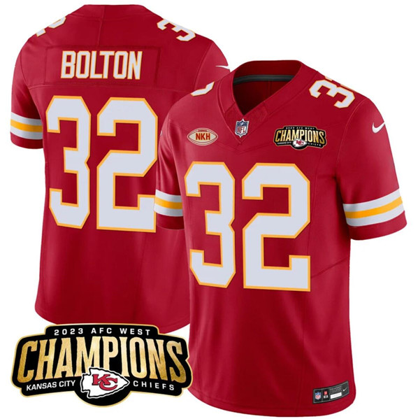 Mena??s Kansas City Chiefs #32 Nick Bolton Red 2023 F.U.S.E. AFC West Champions With NKH Patch Vapor Untouchable Limited Football Stitched Jersey