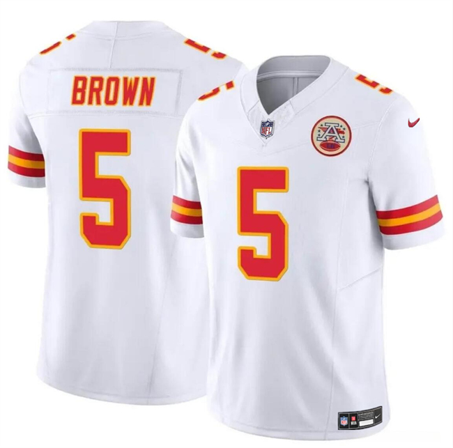 Mena??s Kansas City Chiefs #5 Hollywood Brown White 2023 F.U.S.E Vapor Untouchable Limited Football Stitched Jersey