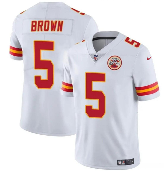 Mena??s Kansas City Chiefs #5 Hollywood Brown White Vapor Untouchable Limited Football Stitched Jersey