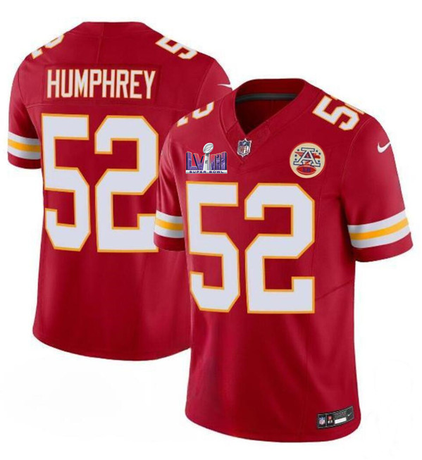 Mena??s Kansas City Chiefs #52 Creed Humphrey Red 2024 F.U.S.E. Super Bowl LVIII Patch Vapor Untouchable Limited Football Stitched Jersey