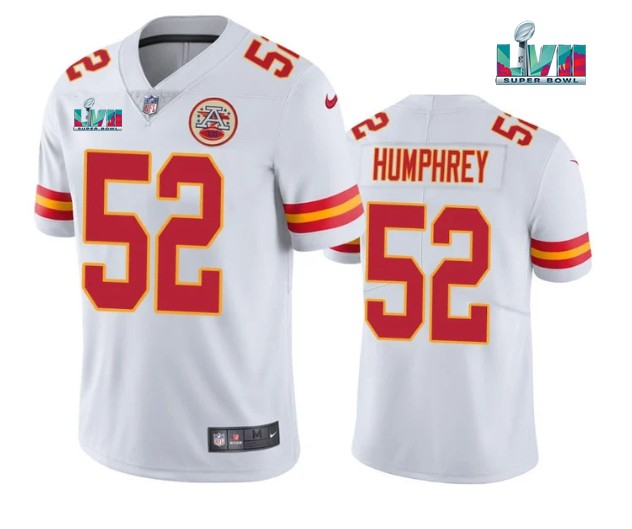 Mena??s Kansas City Chiefs #52 Creed Humphrey White Super Bowl LVII Patch Vapor Untouchable Limited Stitched Jersey