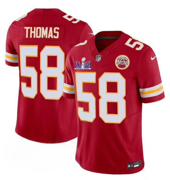 Mena??s Kansas City Chiefs #58 Derrick Thomas Red 2024 F.U.S.E. Super Bowl LVIII Patch Vapor Untouchable Limited Football Stitched Jersey