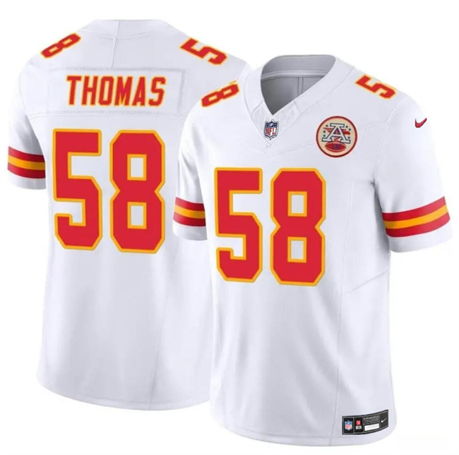 Mena??s Kansas City Chiefs #58 Derrick Thomas White 2024 F.U.S.E Vapor Untouchable Limited Stitched Football Jersey