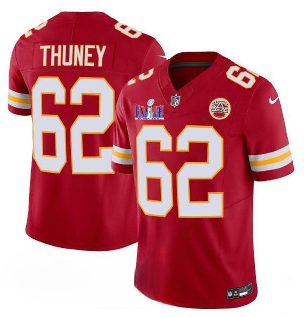 Mena??s Kansas City Chiefs #62 Joe Thuney Red 2024 F.U.S.E. Super Bowl LVIII Patch Vapor Untouchable Limited Football Stitched Jersey