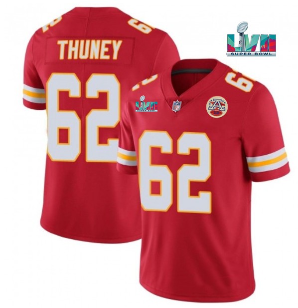 Mena??s Kansas City Chiefs #62 Joe Thuney Red Super Bowl LVII Patch Vapor Untouchable Limited Stitched Jersey