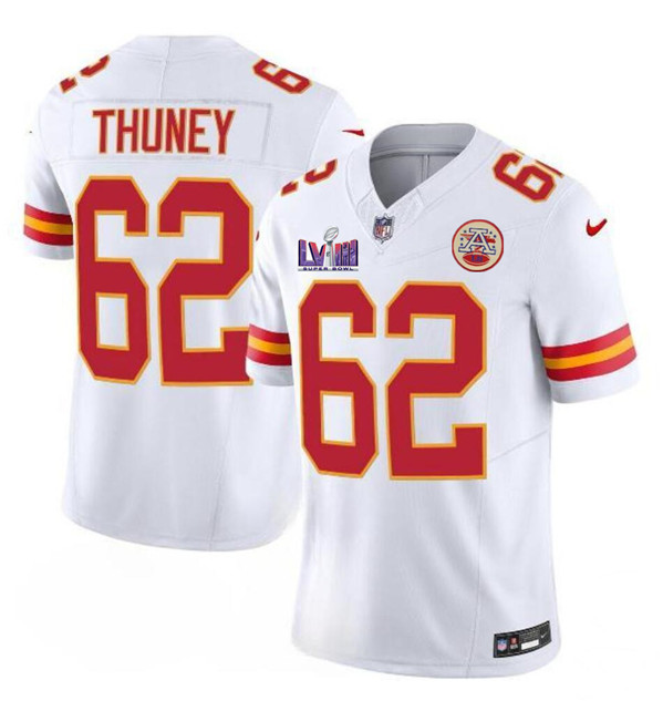 Mena??s Kansas City Chiefs #62 Joe Thuney White 2024 F.U.S.E. Super Bowl LVIII Patch Vapor Untouchable Limited Football Stitched Jersey