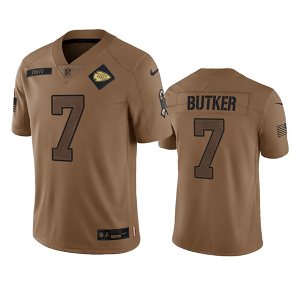 Mena??s Kansas City Chiefs #7 Harrison Butker 2023 Brown Salute To Service Limited Football Stitched Jersey