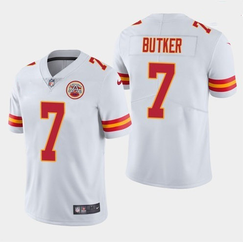 Mena??s Kansas City Chiefs #7 Harrison Butker White Vapor Untouchable Limited Stitched Jersey