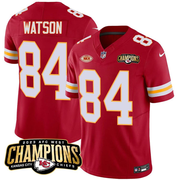 Mena??s Kansas City Chiefs #84 Justin Watson Red 2023 F.U.S.E. AFC West Champions With NKH Patch Vapor Untouchable Limited Football Stitched Jersey
