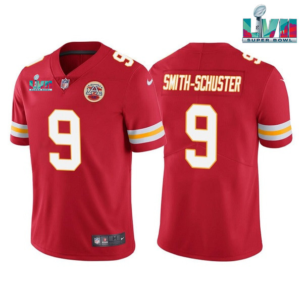 Mena??s Kansas City Chiefs #9 JuJu Smith-Schuster Red Super Bowl LVII Patch Vapor Untouchable Limited Stitched Jersey
