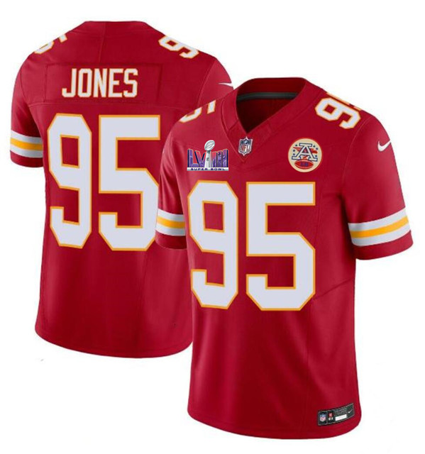 Mena??s Kansas City Chiefs #95 Chris Jones Red 2024 F.U.S.E. Super Bowl LVIII Patch Vapor Untouchable Limited Football Stitched Jersey