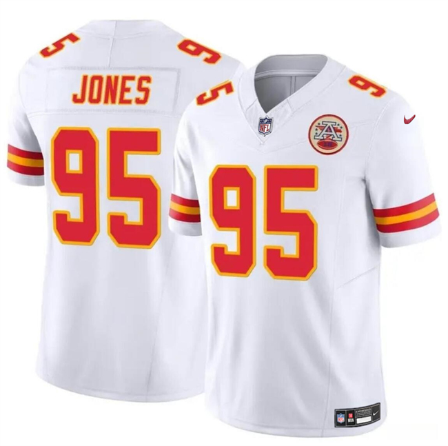 Mena??s Kansas City Chiefs #95 Chris Jones White 2024 F.U.S.E Vapor Untouchable Limited Stitched Football Jersey
