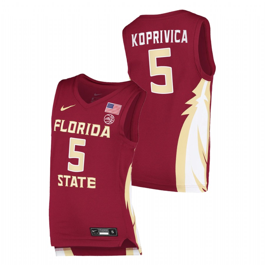 Men Florida State Seminoles Balsa Koprivica College Basketball Jersey Garnet