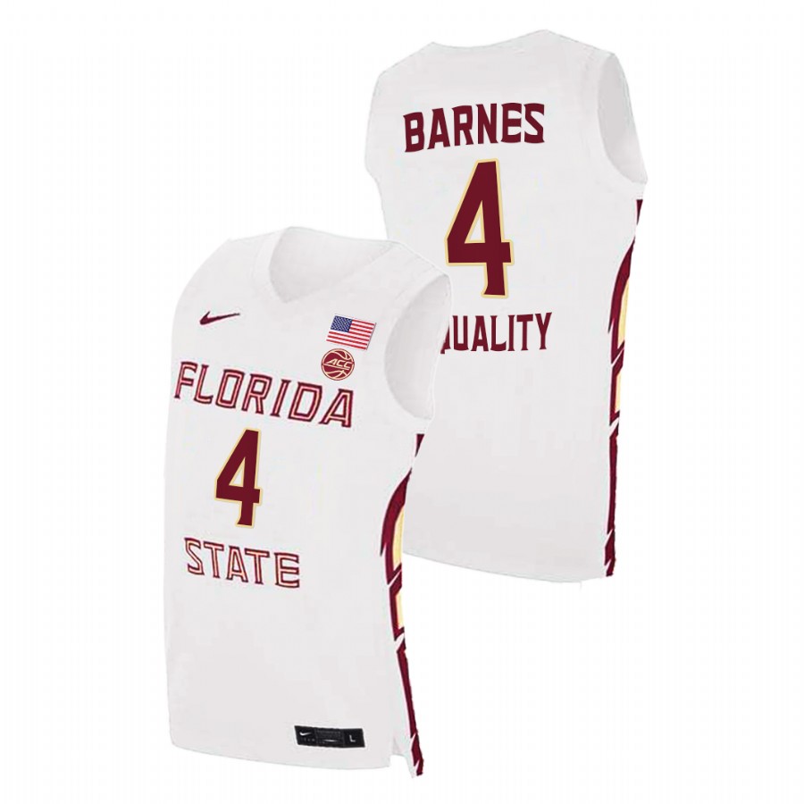 Men Florida State Seminoles Scottie Barnes College Basketball Jersey White