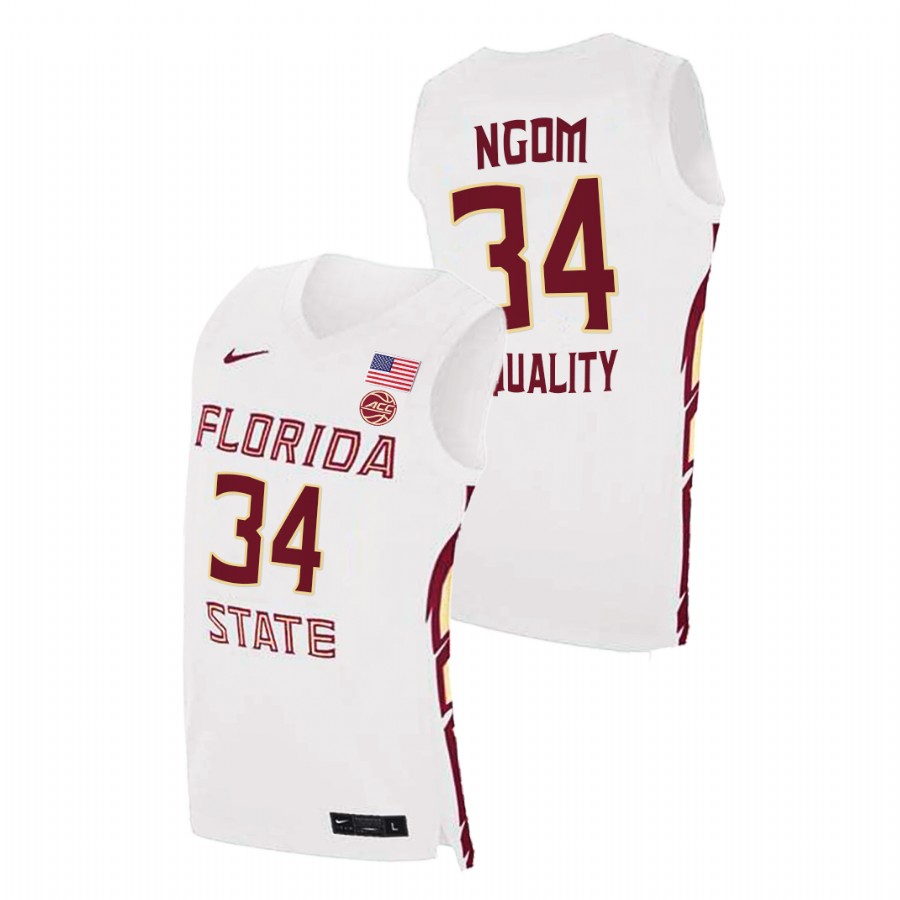 Men Florida State Seminoles Tanor Ngom College Basketball Jersey White