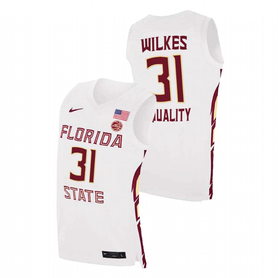 Men Florida State Seminoles Wyatt Wilkes College Basketball Jersey White