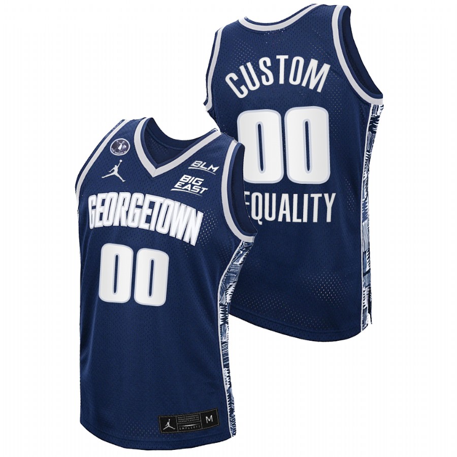 Men Georgetown Hoyas Custom BLM Social Justice 2021 Honor John Thompson Jr. Jersey Navy