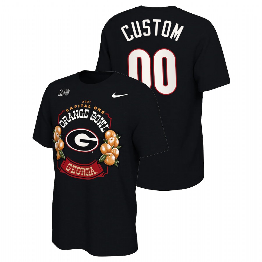 Men Georgia Bulldogs 2021 Orange Bowl Custom Black T-Shirt