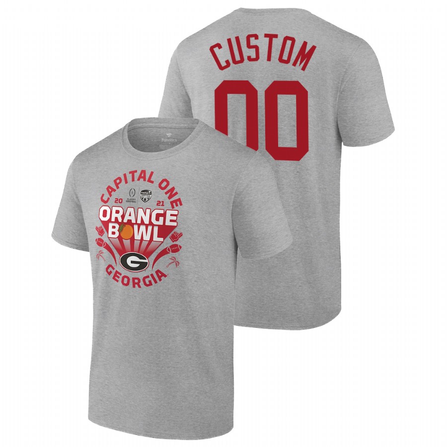 Men Georgia Bulldogs 2021 Orange Bowl Custom Gray T-Shirt