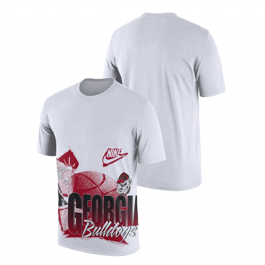 Men Georgia Bulldogs 90s-style College Basketball T-Shirt White