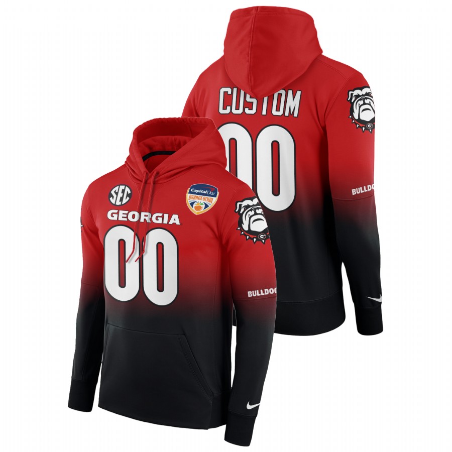 Men Georgia Bulldogs Custom Black Red 2021 Orange Bowl Color Crash Hoodie