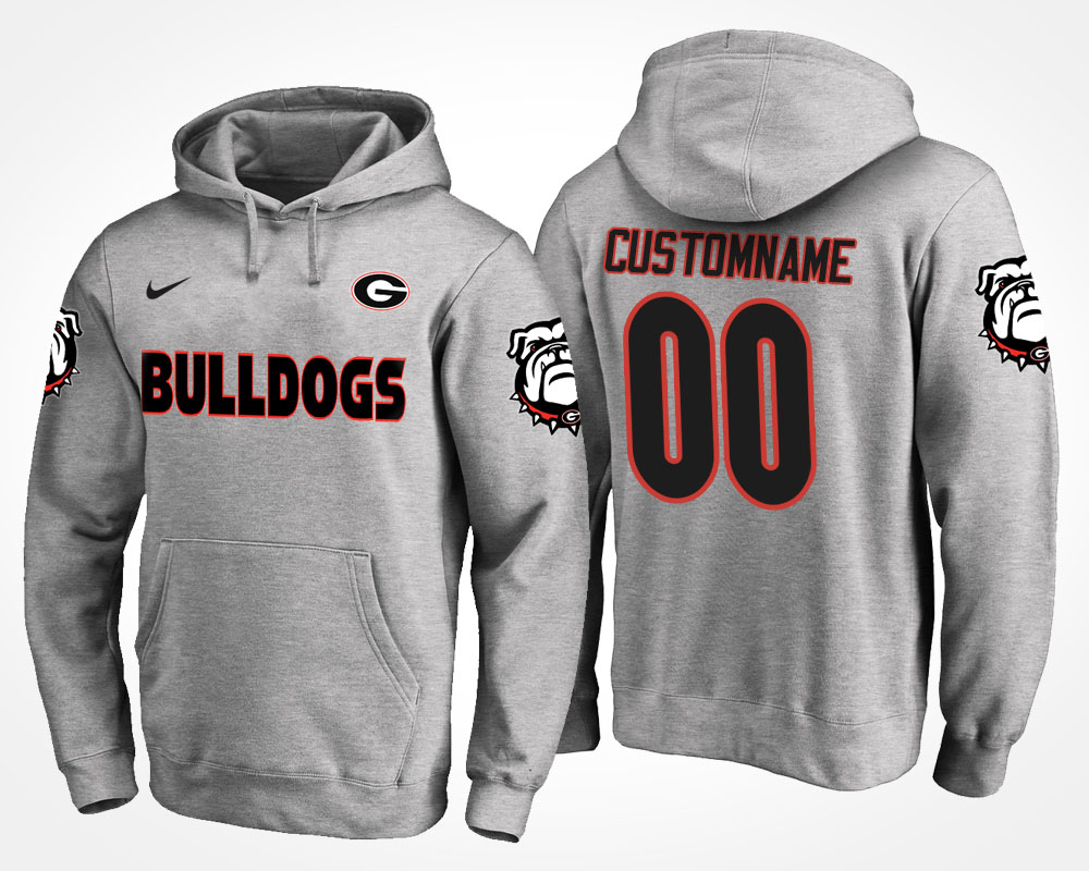 Men Georgia Bulldogs Gray Custom Name And Number Hoodie