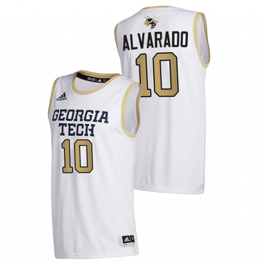 Men Georgia Tech Yellow Jackets Jose Alvarado College Basketball 2020-21 Jersey White