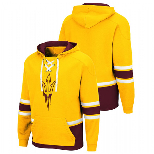 Men Gold Arizona State Sun Devils College Hockey 3.0 Pullover Hoodie