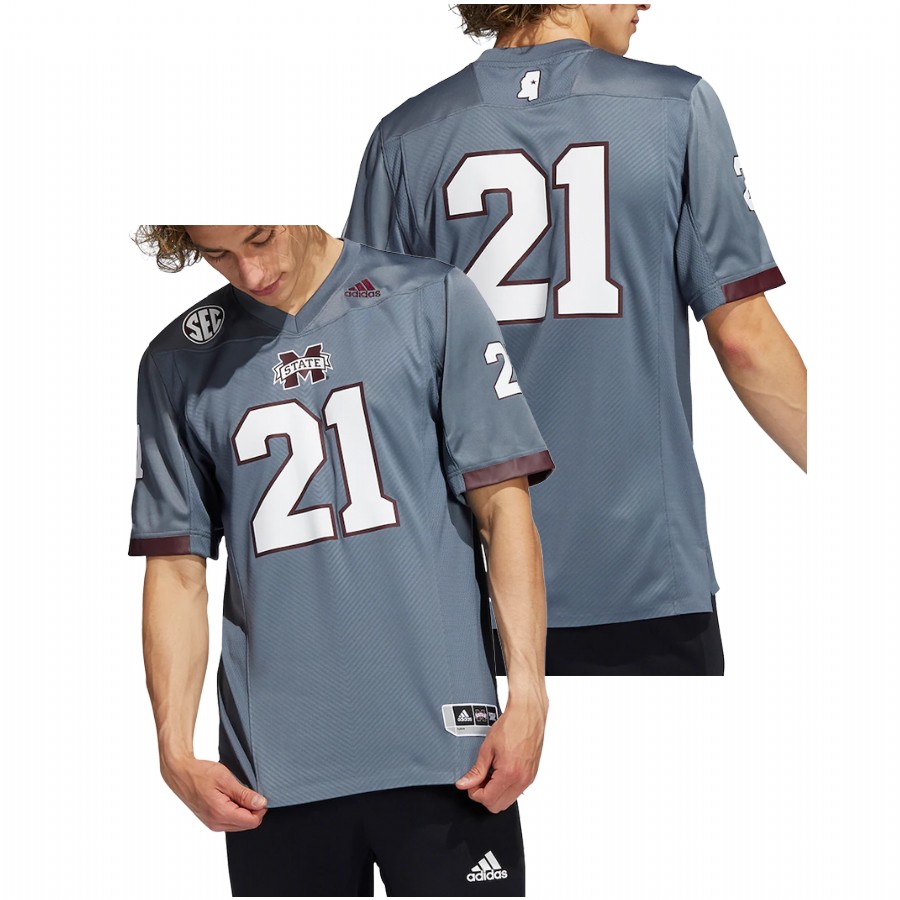 Men Gray Mississippi State Bulldogs Custom College Football Premier Strategy Jersey