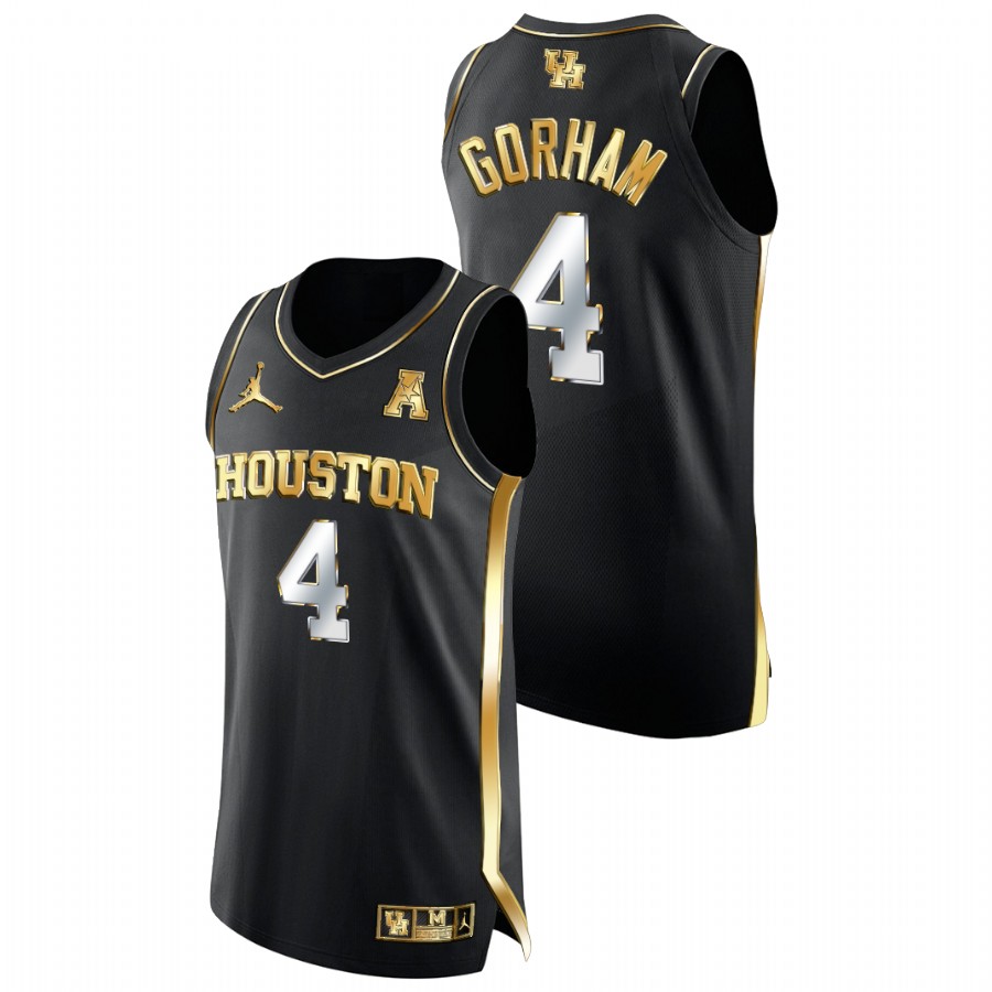 Men Houston Cougars Justin Gorham Golden Edition College Basketball Jersey Black