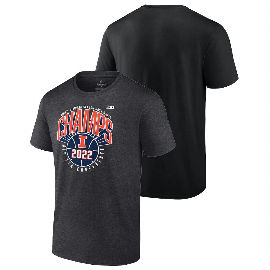 Men Illinois Fighting Illini 2022 Big Ten Men's Basketball Regular Season Champions T-Shirt Charcoal