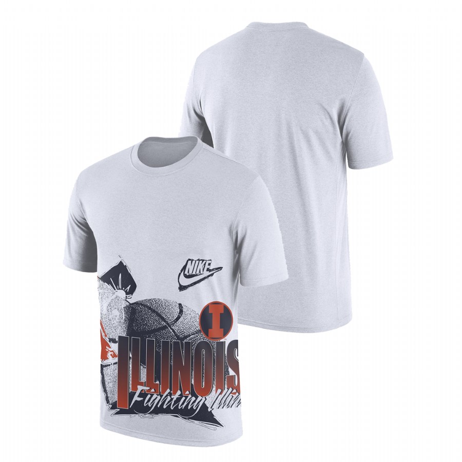 Men Illinois Fighting Illini 90s-style College Basketball T-Shirt White