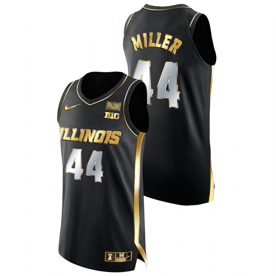 Men Illinois Fighting Illini Adam Miller Golden Edition College Basketball Jersey Black