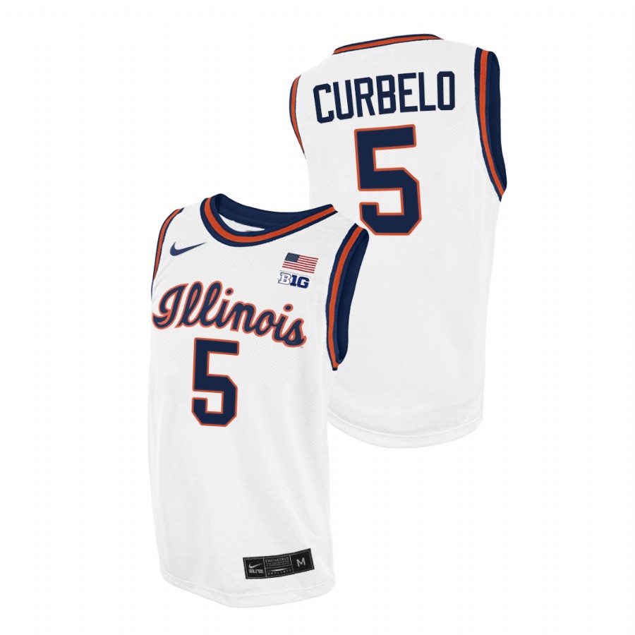 Men Illinois Fighting Illini Andre Curbelo Throwback 2021 College Basketball Jersey White