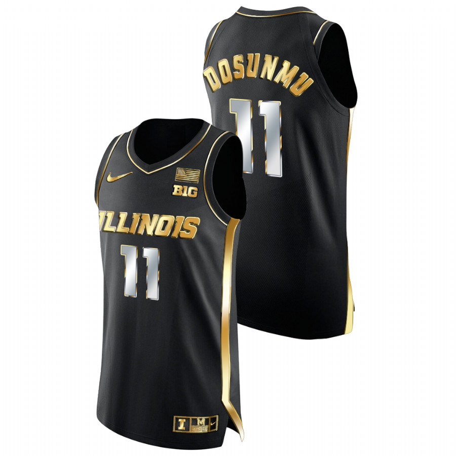Men Illinois Fighting Illini Ayo Dosunmu Golden Edition College Basketball Jersey Black
