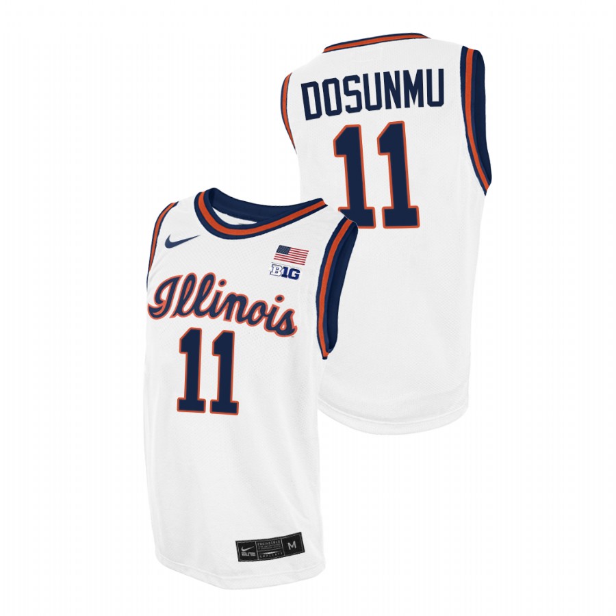Men Illinois Fighting Illini Ayo Dosunmu Throwback 2021 College Basketball Jersey White