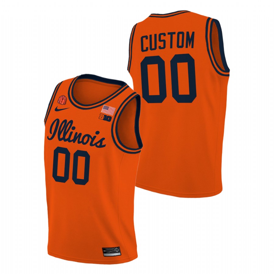 Men Illinois Fighting Illini Custom 2021 Big Ten Tournament Champions Jersey Orange