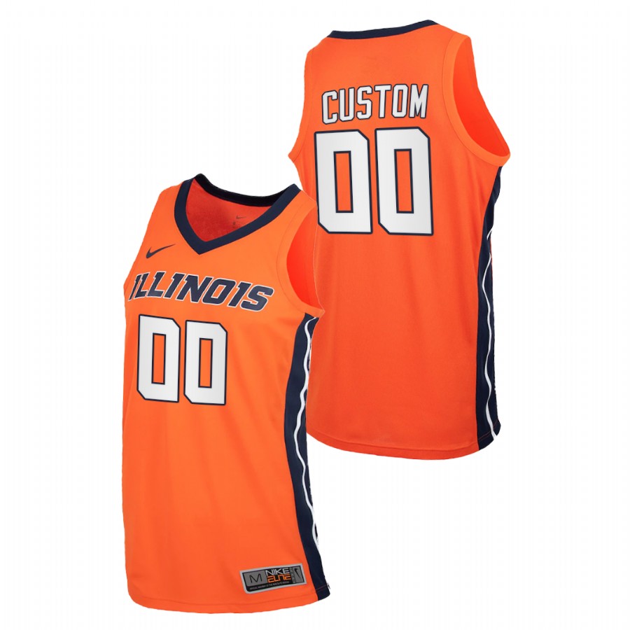 Men Illinois Fighting Illini Custom Replica 2020-21 College Basketball Jersey Orange